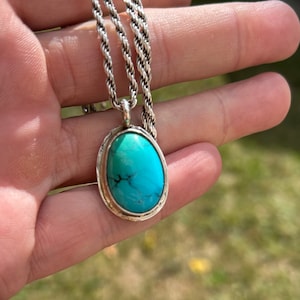 Hubei Turquoise sterling silver pendant