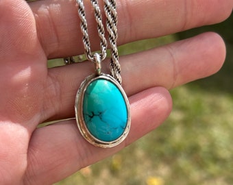Hubei Turquoise sterling silver pendant