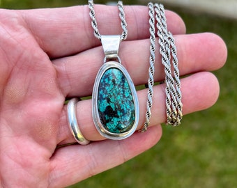 Sterling silver Hubei Turquoise Pendant