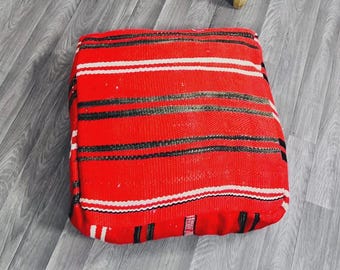 Vintage Moroccan pouf – Floor cushion, kilim ottoman pouf