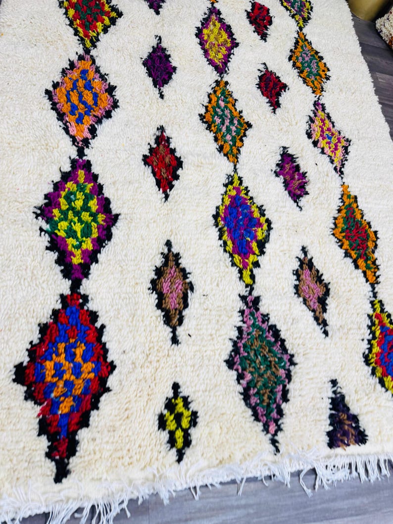Handwoven Moroccan Neutral Wool Rug – Pink and Cream Wool Berber Rug - Etsy