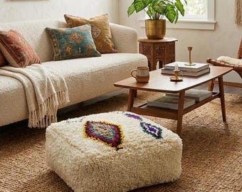 Moroccan handmade pouf | Handmade Beni Ourain Wool Floor Cushion