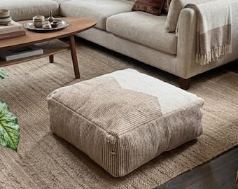 puf marroquí de lana hecho a mano, cojín bereber, almohada de suelo bohemia, puf kilim, otomana, puf cuadrado, decoración neutra para sala de estar