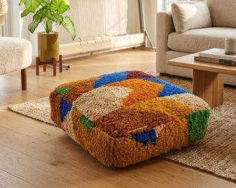 Moroccan handmade  ottoman pouf vintage - multicolor  floor cushion vintage