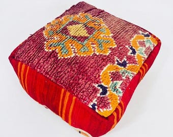 Unique vintage Moroccan pouf covers