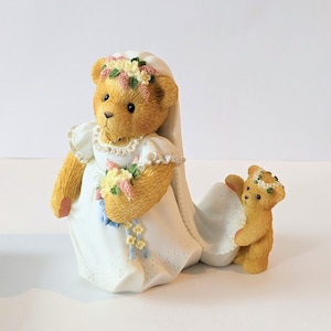 Cherished Teddies “Beautiful and Bearly Blushing” 1998 Bride Figurine, Wedding Gift, Bridal Collection, Enesco Collectible, Discontinued
