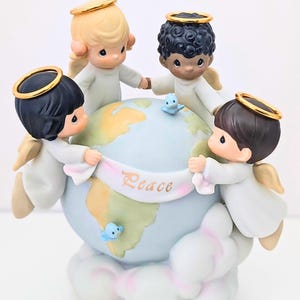 His Love Will Uphold The World Figurine | Precious Moments Angels with Peace | #539309 Handcrafted Gift for Collectors