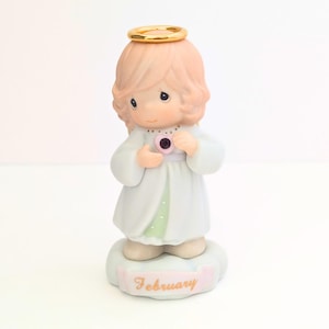 Precious Moments 1996 February Birthstone Angel Figurine | Birthday Gift Keepsake Collectible Gift