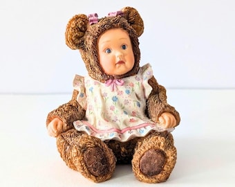 Vintage Anne Geddes Baby Bear Figurine, 1998 Resin Collectible Nursery Decor