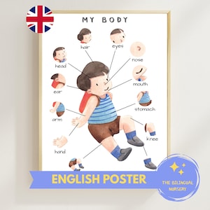 My Body ENGLISH poster Instant Download Montessori Kids Children Classroom Preschool