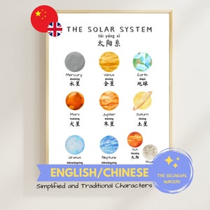 English and Chinese Solar System Poster Kids Space Poster Planets ...