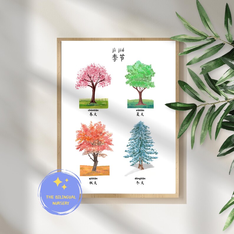 SEASONS CHINESE Instant Download Educational Poster Montessori Kids ...