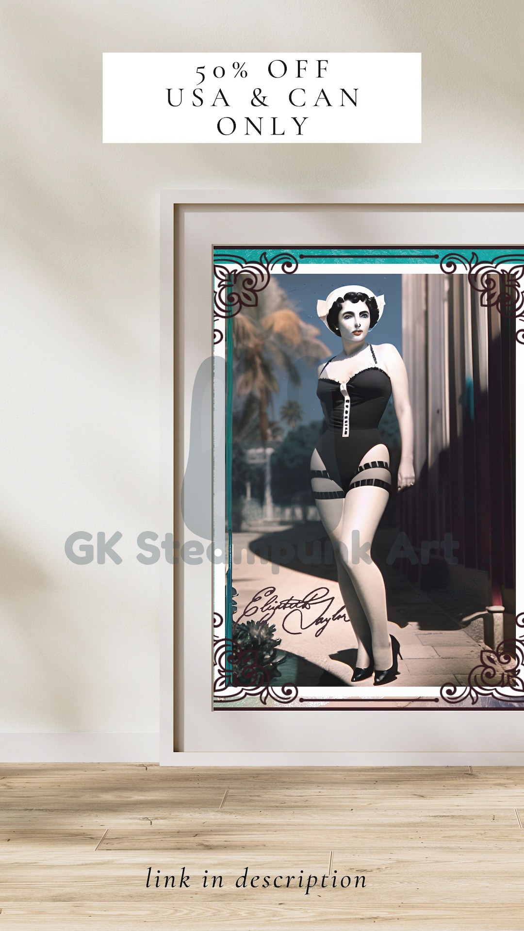 Stunning Elizabeth Taylor Print Vintage Nude Brunette in - Etsy
