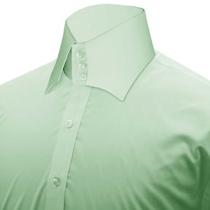 Premium Cotton Mint Green Chisel Tip High Neck Collar Long Sleeves Office Formal Dress Shirt Men&#39;s Occasion Fashion Designer Shirt For Him