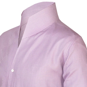 Open High Neck Collar Lilac Purple Micro Checks, Tiny Check High Open V Large Collar Dress Shirts Men's/ High Stiff Chinese Mandarin Collar