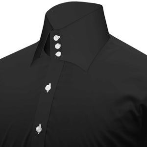 Black High Collar Dress Shirt - Men&#39;s Egyptian Cotton Fashion Shirt