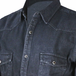 Jet Black Jean Shirt, Lightweight 100% Cotton Shacket, Denim Dress Shirt Mens, Soft Denim Clothing, Long Sleeve Casual Attire Fashion Outfit