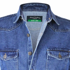Dark Blue Jean Shirt, Lightweight 100% Cotton Shacket, Soft Denim Clothing, Long Sleeve Denim Dress Shirt Men&#39;s, Casual Attire Winter Outfit