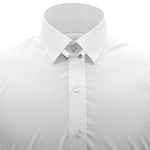 Skyfalls herrskjorta med flikar och krage / Vit skjorta / 100 % bomull, långärmad, måttbeställd / Tom Ford-krage med tryckknappar