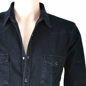 Jet Black Denim Shacket, Mens Slim Fit Cotton Shirt - Etsy