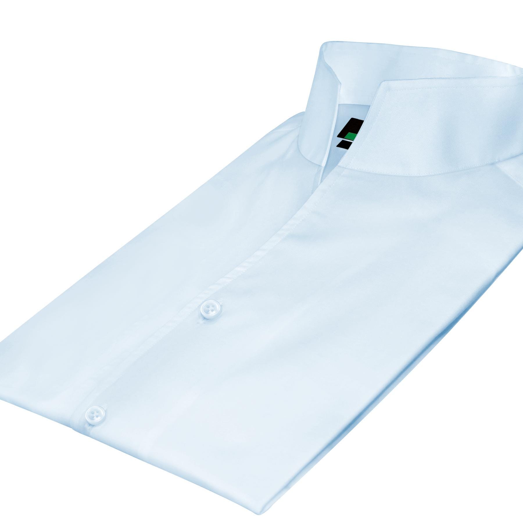 Buttonless Cuff Karl Lagerfeld Style High Open Buttonless V Collar Sky Blue Cotton ...