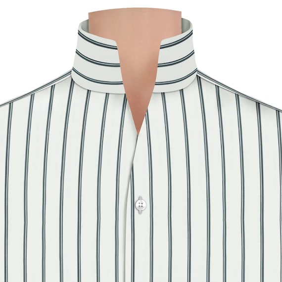 chinese dress ladies Jade Black and Bright White Formal Stripes Premium Cotton Shirt for Men 16in / 40cm / M / Half / Short Sleeves main image 0