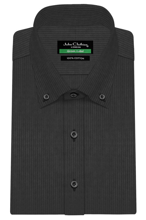 birthday dress for men Jet Black Shirt Mens Button Down Collar Polo Shirt Hairline Stripes 100% Cotton Long Sleeves Pointed Oxford Kent Collar Shirt Size:Pre-order 2-3 years Classy SCH006661_BL_XXL CEA BUTTER-CREAM SILK-SATIN BACKLESS