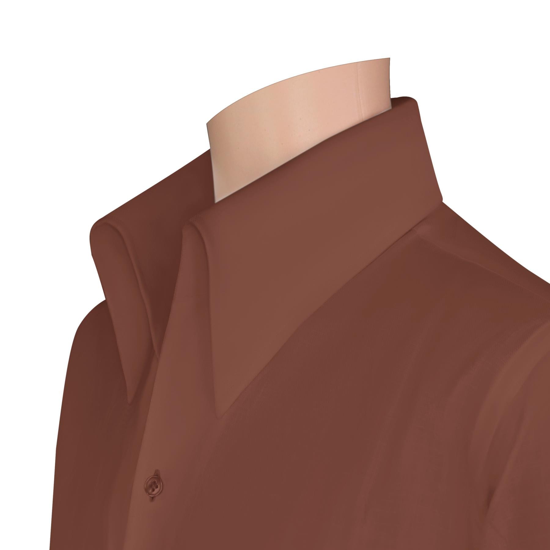 High Open Button-Down Collar Men's Shirt Buttonless Collar Dress Shirt Brown Stylish Fashion Foward Cotton Date-night - Summer Outfit
