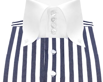 Big Mac Long Sleeve Hickory Stripe Half Zip Work Shirt Blue and