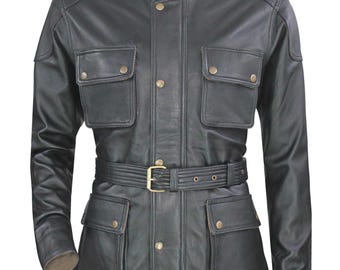 Men's Belstaff Black Prince Leather Jacket | XXL | Brown Moto