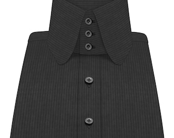 Black Club Collar Long Sleeve Dress Shirts for Men With Pin Collar | Mens  Penny Collar Formal Shirts With Collar Bar | Birthday Gift for Men - Etsy