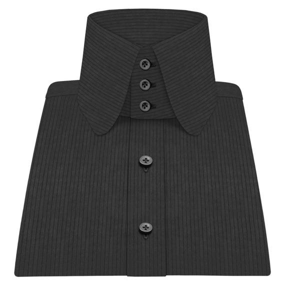 High Penny Round Collar Black Birthday Party Dress Shirt Men's Pure Cotton Pint Stripes Long Sleeves Formal Shirt for Him High Penny Round Collar Black Birthday Party Dress Shirt Men's Pure Cotton Pint Stripes Long Sleeves Formal Shirt for Him