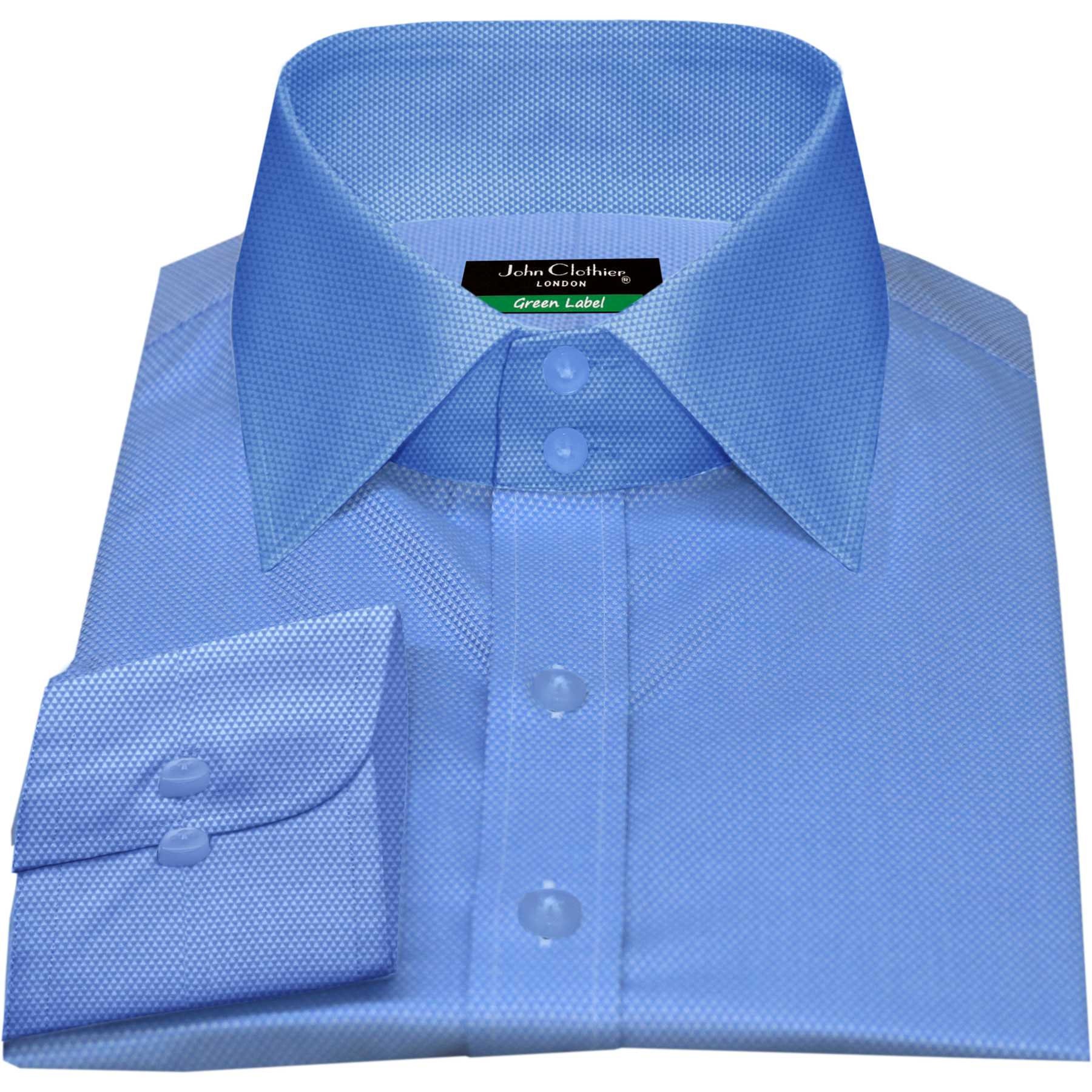 Men's High Spread Collar Formal Dress Shirt Lavish Blue Oxford