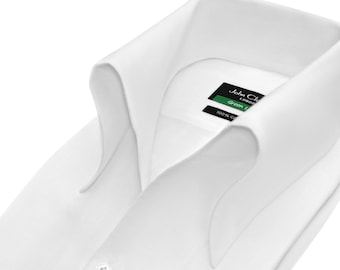 Karl Lagerfeld High Open Button-Down Bow Collar White Shirt Buttonless Ribbon Collar Dress Shirt Men&#39;s Cotton Fashion Foward Grooms Outfit