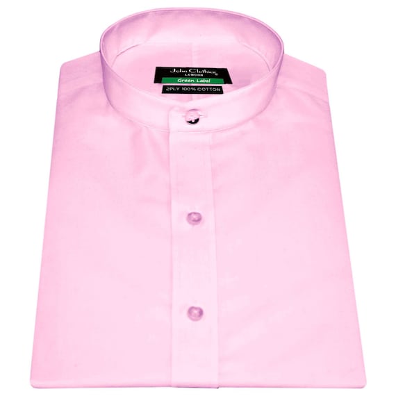 Chinese Mandarin Collar Light Pink 100% Cotton Full Sleeves