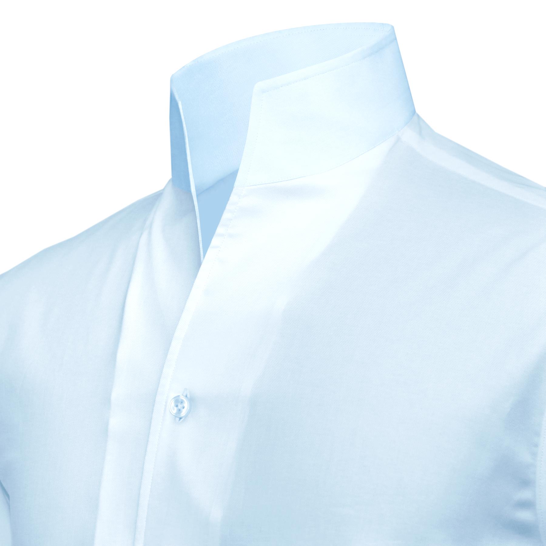 Buttonless Cuff Karl Lagerfeld Style High Open Buttonless V Collar Sky Blue Cotton ...