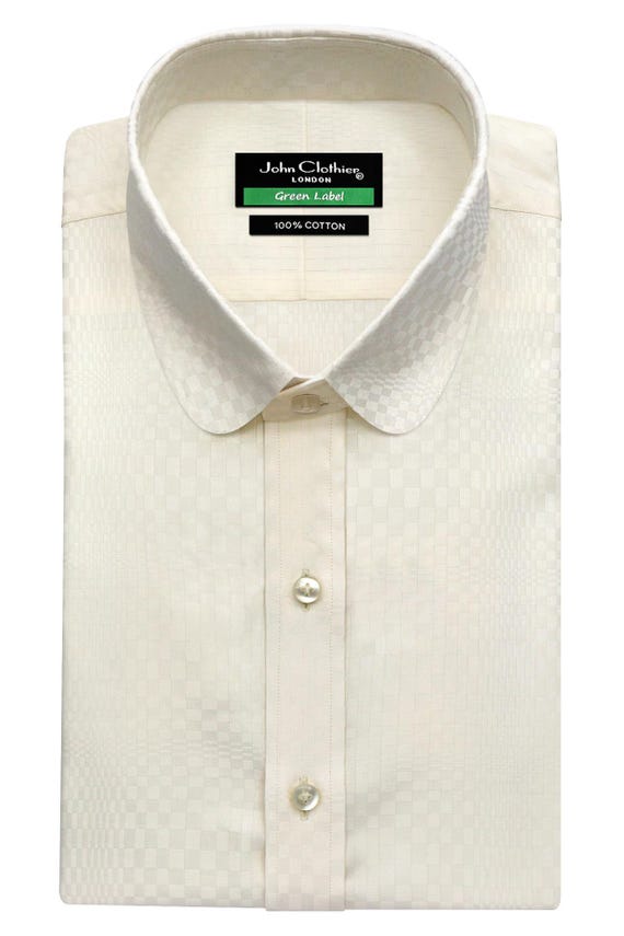 cream colored dress shirt Cream Plaid Penny Collar Shirt, Shelby Style, Pure Cotton