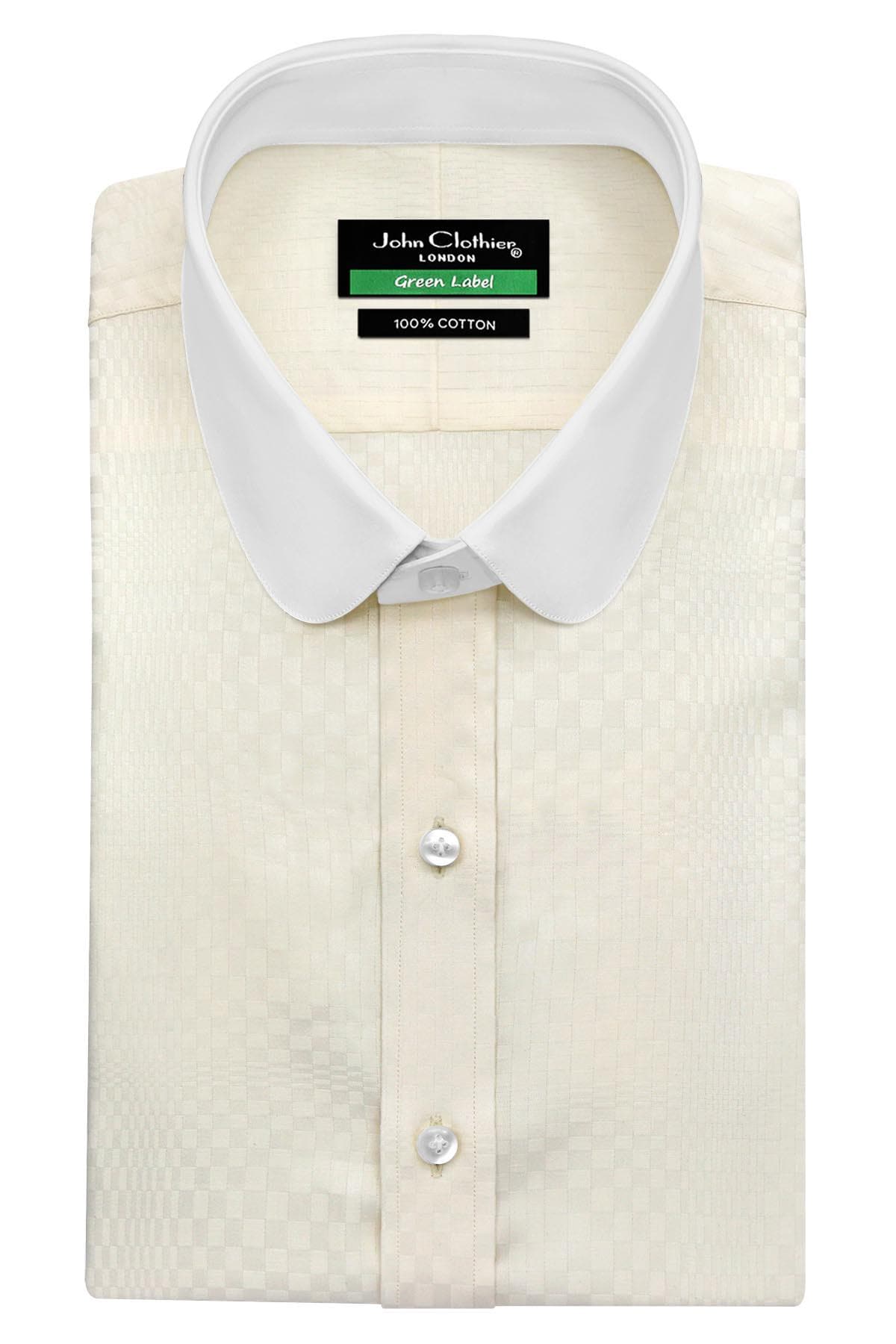 penny collar dress shirt Cream Plaid Penny Collar Shirt, Shelby Style, Pure Cotton