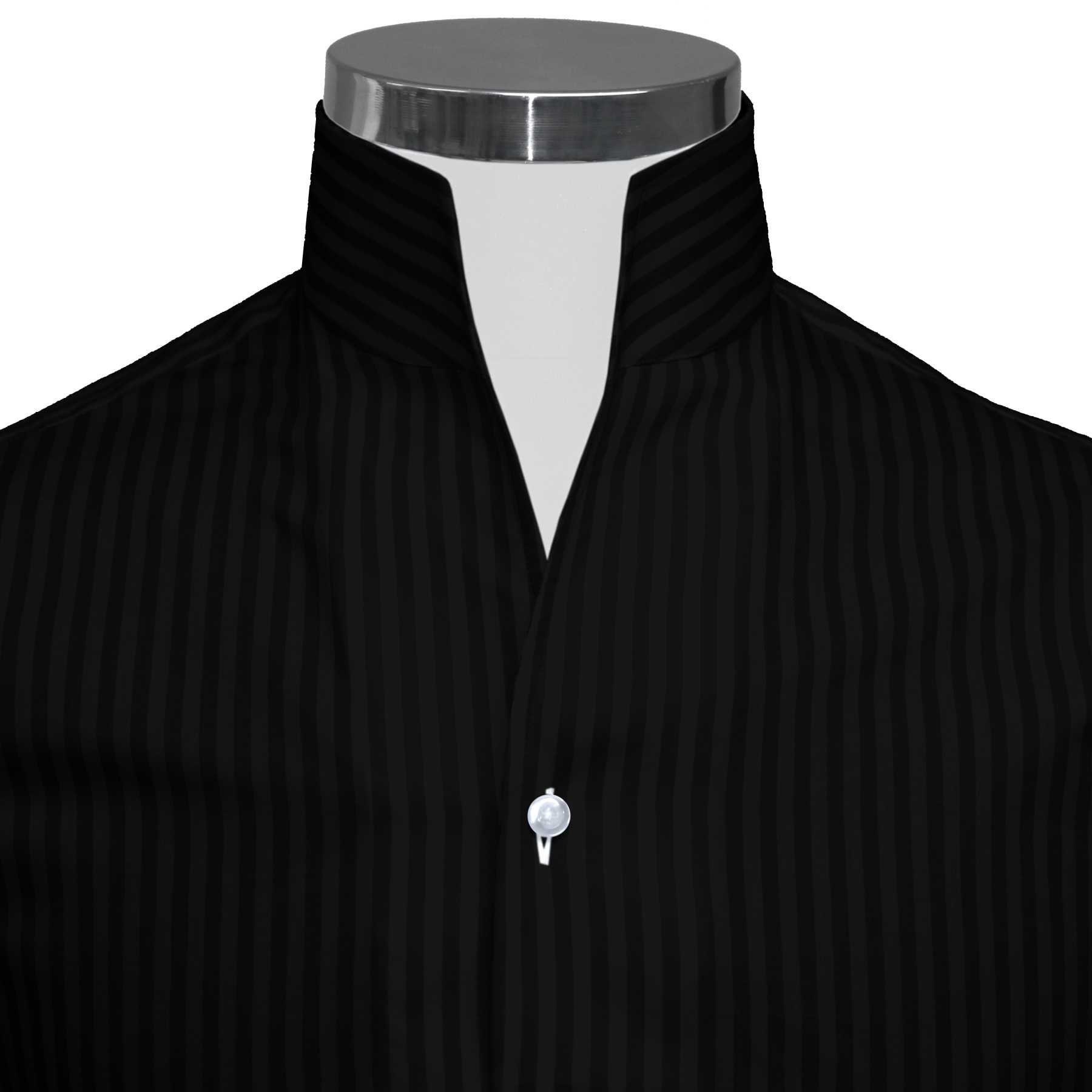 Karl Lagerfeld Style Tall Neck Shirt Black Birthday Dress Shirt