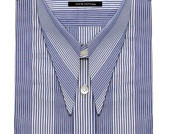 Striped Spear Collar Shirt, Vintage Style Cotton Dress Shirt
