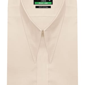 Reproduction Clothing Hidden Placket Fawn Spear Collar Ready to Wear Size 18.5&#39;&#39; Arrow Revival Classic Sharp Retro 1970&#39;s Vintage Shirt
