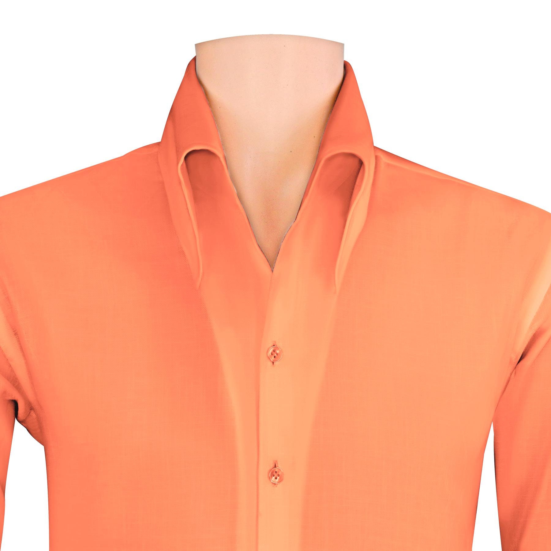 High Open Button-down Collar Orange Men's Shirt Buttonless Collar Dress  Shirt Stylish Fashion Foward Cotton Date-night - Summer Outfit - Etsy
