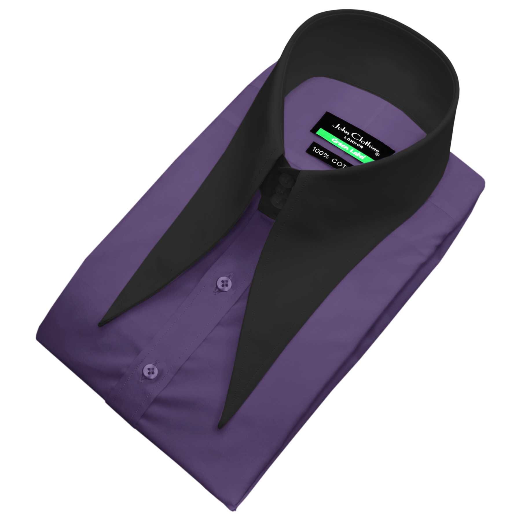 ブラウス シャツ long-point-collar shirt レディース メンズ Extreme Long Point Collar 100% Cotton Dark Lilac, Dark