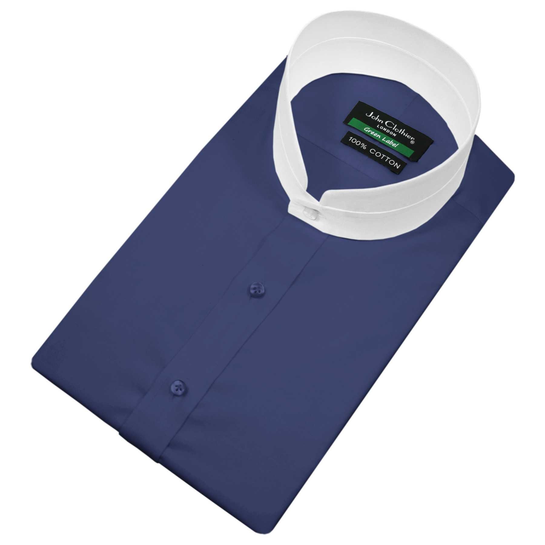 Origin Mandarin Collar Shirt Navy Blue
