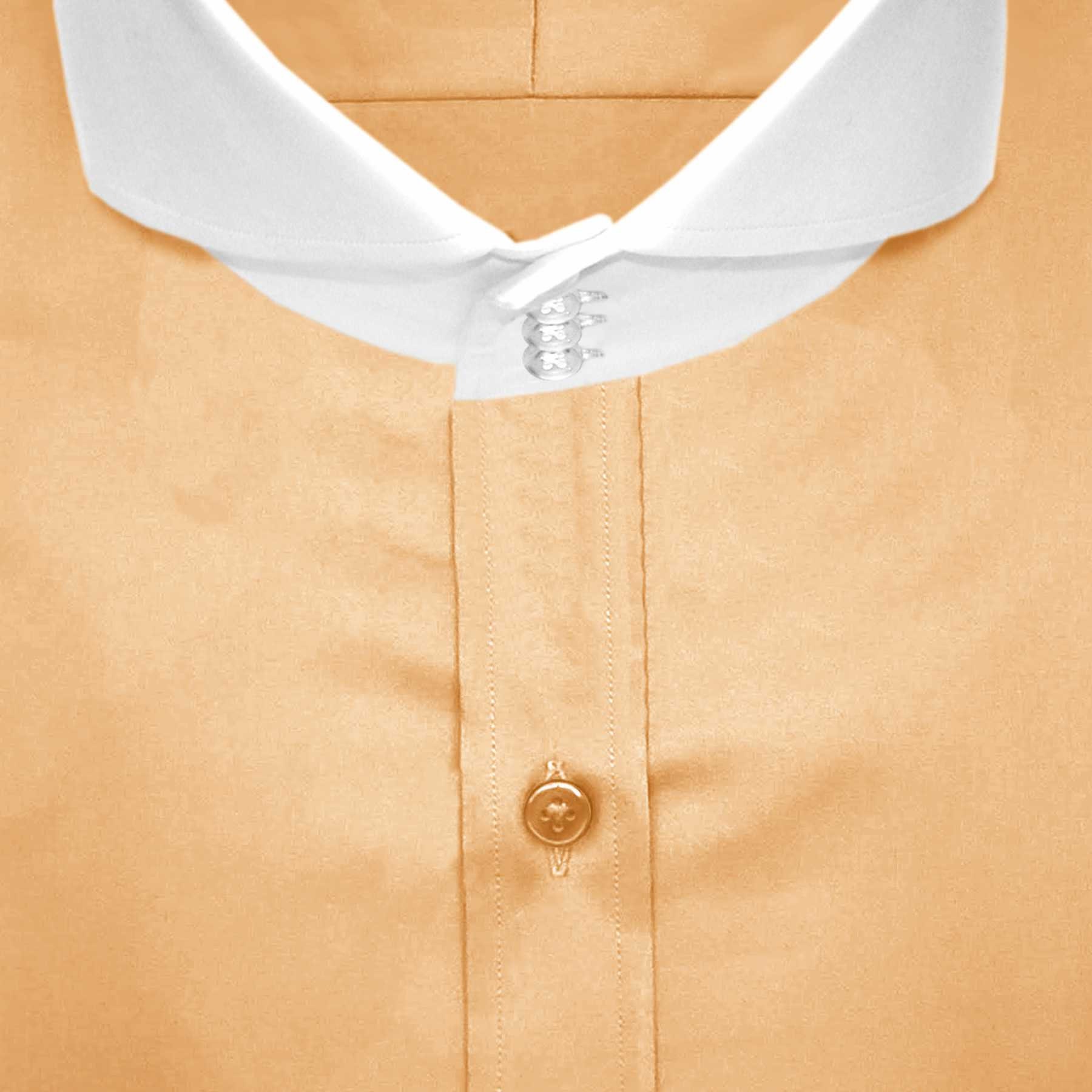 orange dress shirt with white collar and cuffs Steven Land Melon & Brown Striped Club Collar French Cuff Cotton Dress Shirt, 16 / 34/35