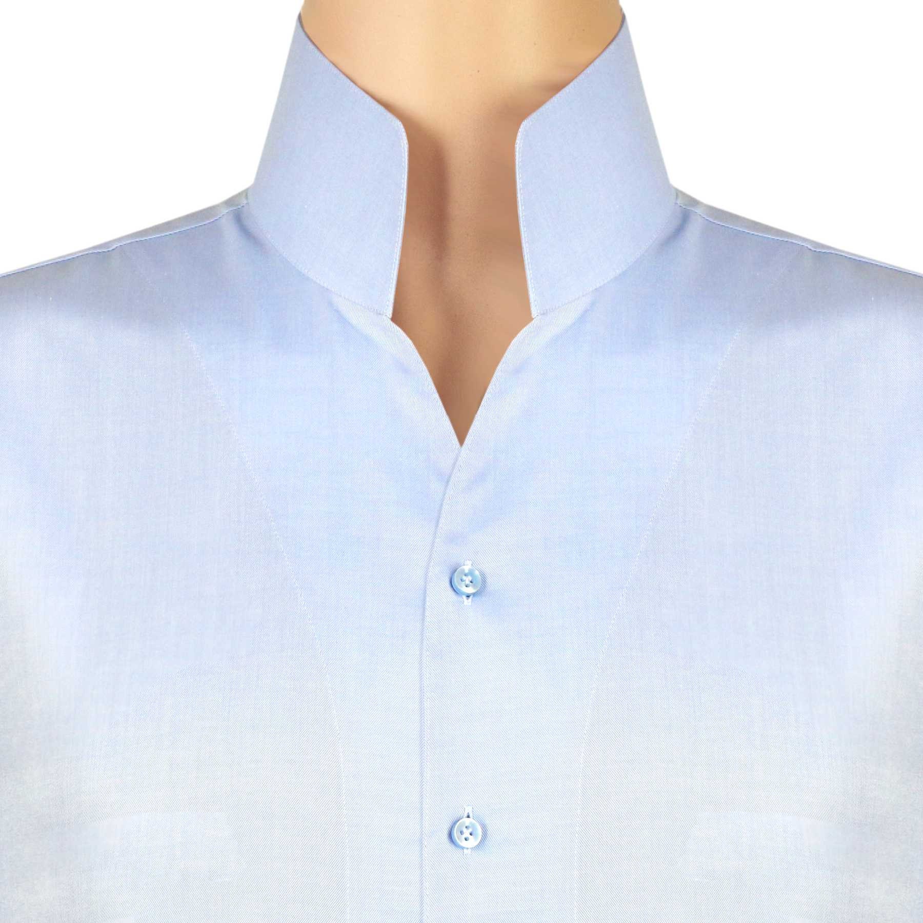 Standup Collar Twill Shirt Sky Blue Wrinkle Free Dress Shirt - Etsy
