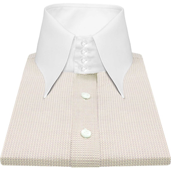 mens long collar dress shirt Dress Shirt Pinpoint Solid