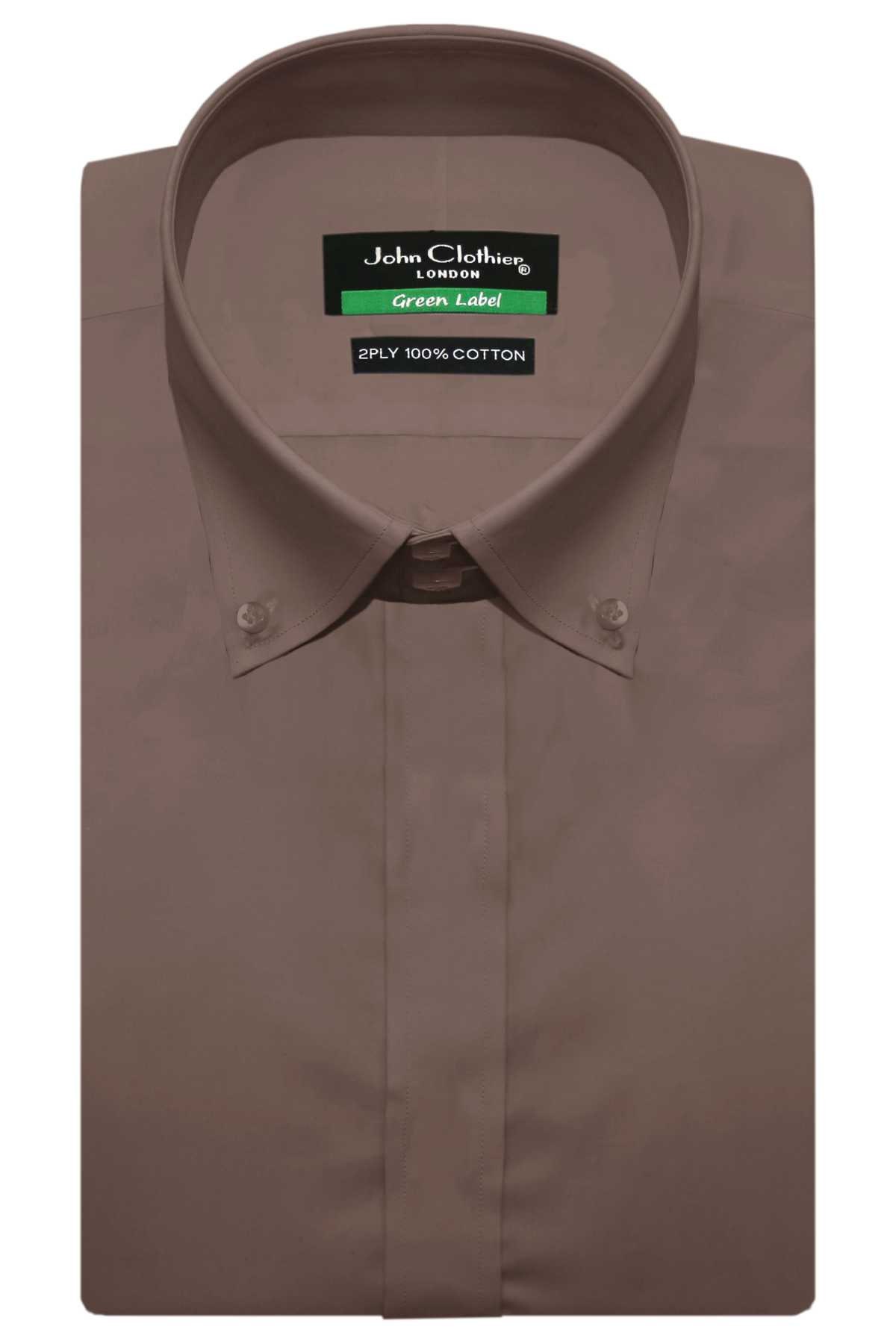 brown button up dress shirt Soft Brown Reda Merino Wool Stretch Custom Shirt main image 0