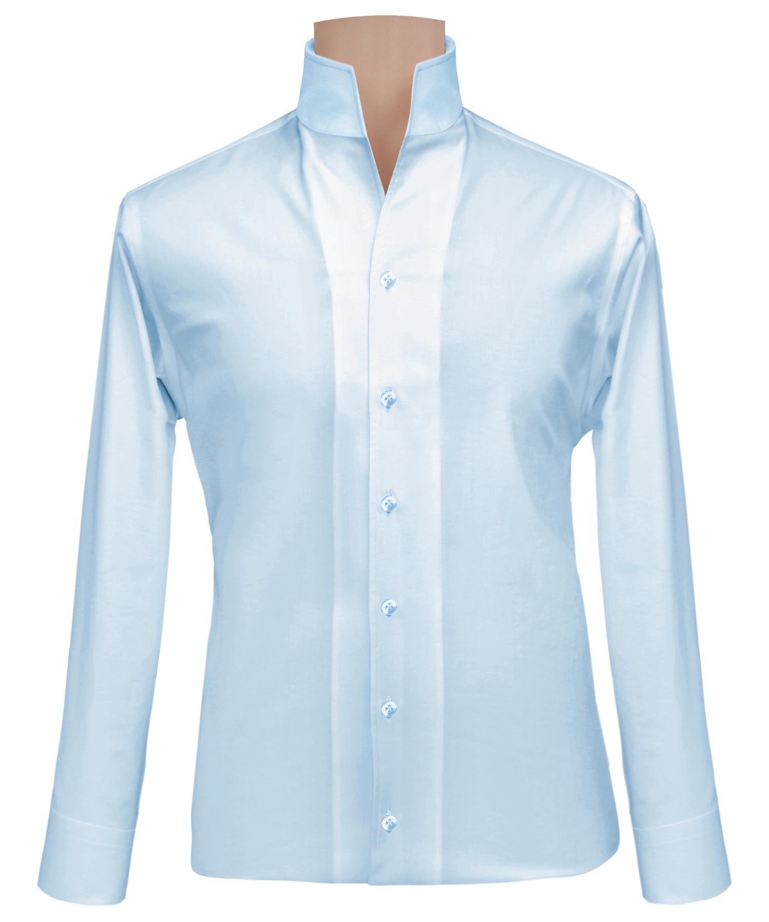 Buttonless Cuff Karl Lagerfeld Style High Open Buttonless V Collar Sky Blue Cotton ...