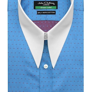 Arrow Revival Classic Sharp Retro 1970&#39;s  Reproduction Clothing Vintage Ready to Wear Blue Red Dots Spear Collar Size 16.5